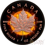 Canada ECLIPSE OF THE SUN $5 Canadian Maple Leaf Silver Coin 2016 Black Ruthenium & Rose Gold Plated 1 oz